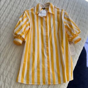 English Factory Yellow and White Striped Mini Dress